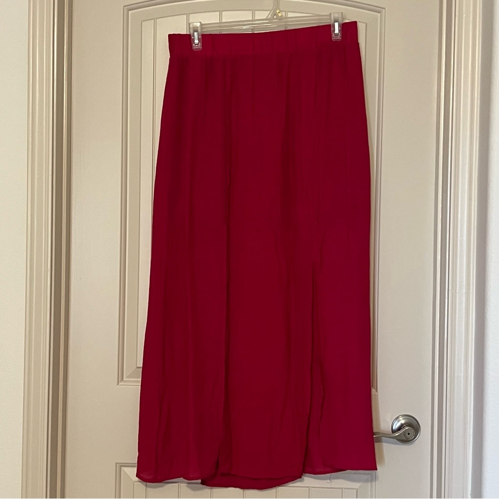 Dark Pink Double Slit Skirt